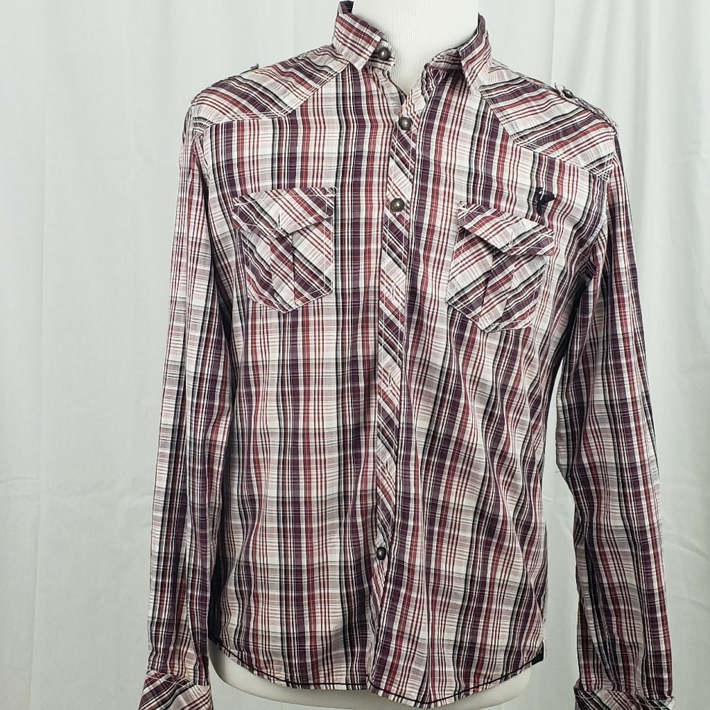 100% Cotton Long Sleeve Plaid dress shirt